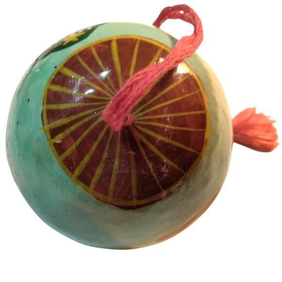 Christmas Ornament Creepy Bear Family Scene Vintage Hand Painted Folk Art - Picture 6 of 10